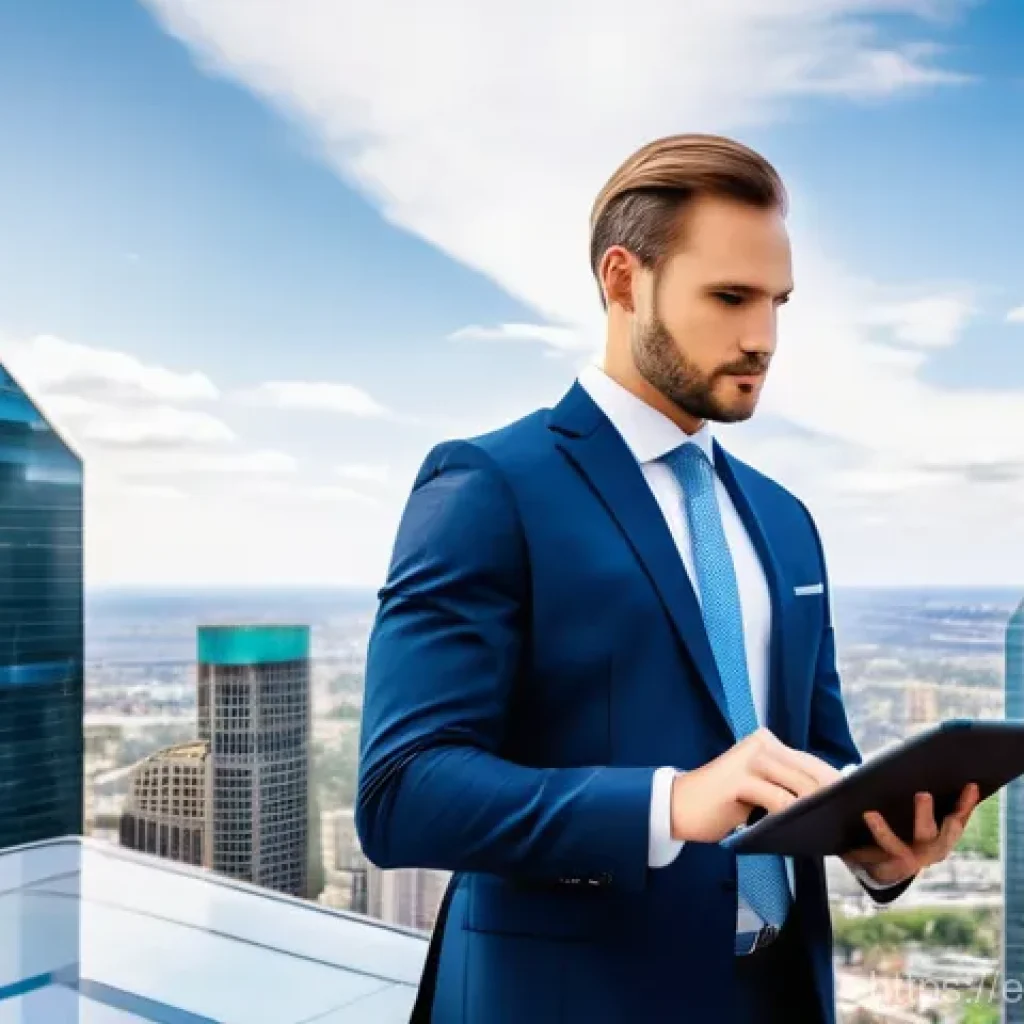 감정평가사의 자격시험 최신 동향 - **Prompt:** A dynamic, diverse real estate appraiser, smartly dressed in a modern business suit, sta...