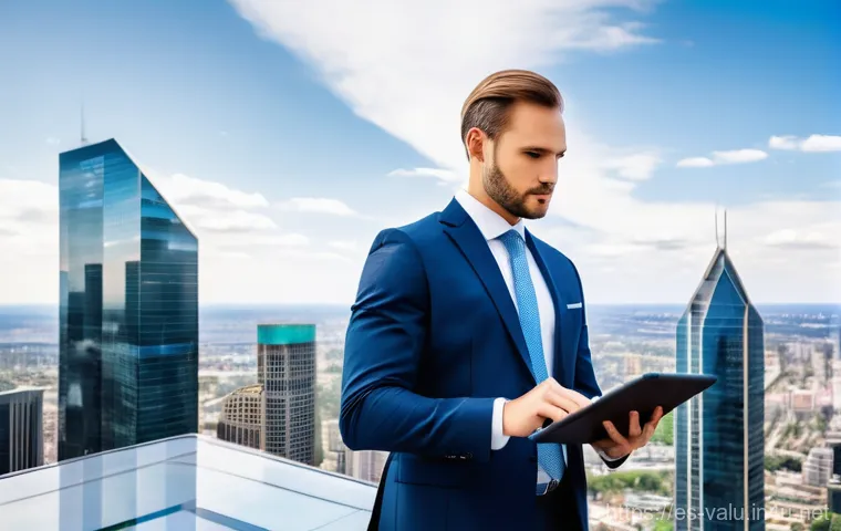 감정평가사의 자격시험 최신 동향 - **Prompt:** A dynamic, diverse real estate appraiser, smartly dressed in a modern business suit, sta...