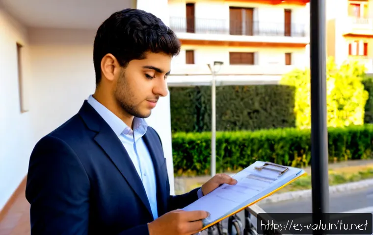 Home 17 감정평가사 인턴십 경험 - Photorealistic real estate appraisal internship in a Spanish city, young Hispanic intern in smart ca...