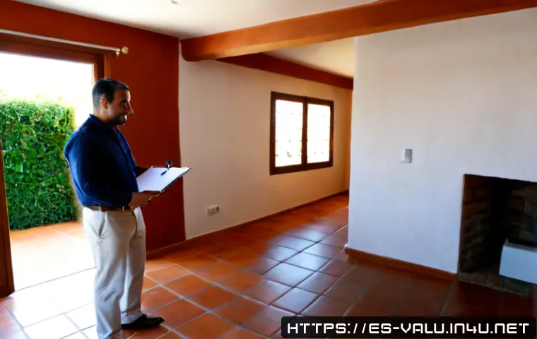 감정평가사의 부동산 가치 평가 사례 - Photorealistic real estate appraisal scene in a sunlit Spanish townhouse living room, a professional...